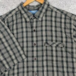 Quicksilver Shirt Mens 2XL Gray Plaid Short Sleeve Button‎ Up Surf Skate